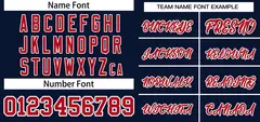 Navy Red Classic Striped Two-Button Softball Jersey 3