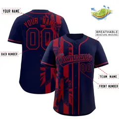 Navy Red Coconut Tree Split Baseball Jersey 2