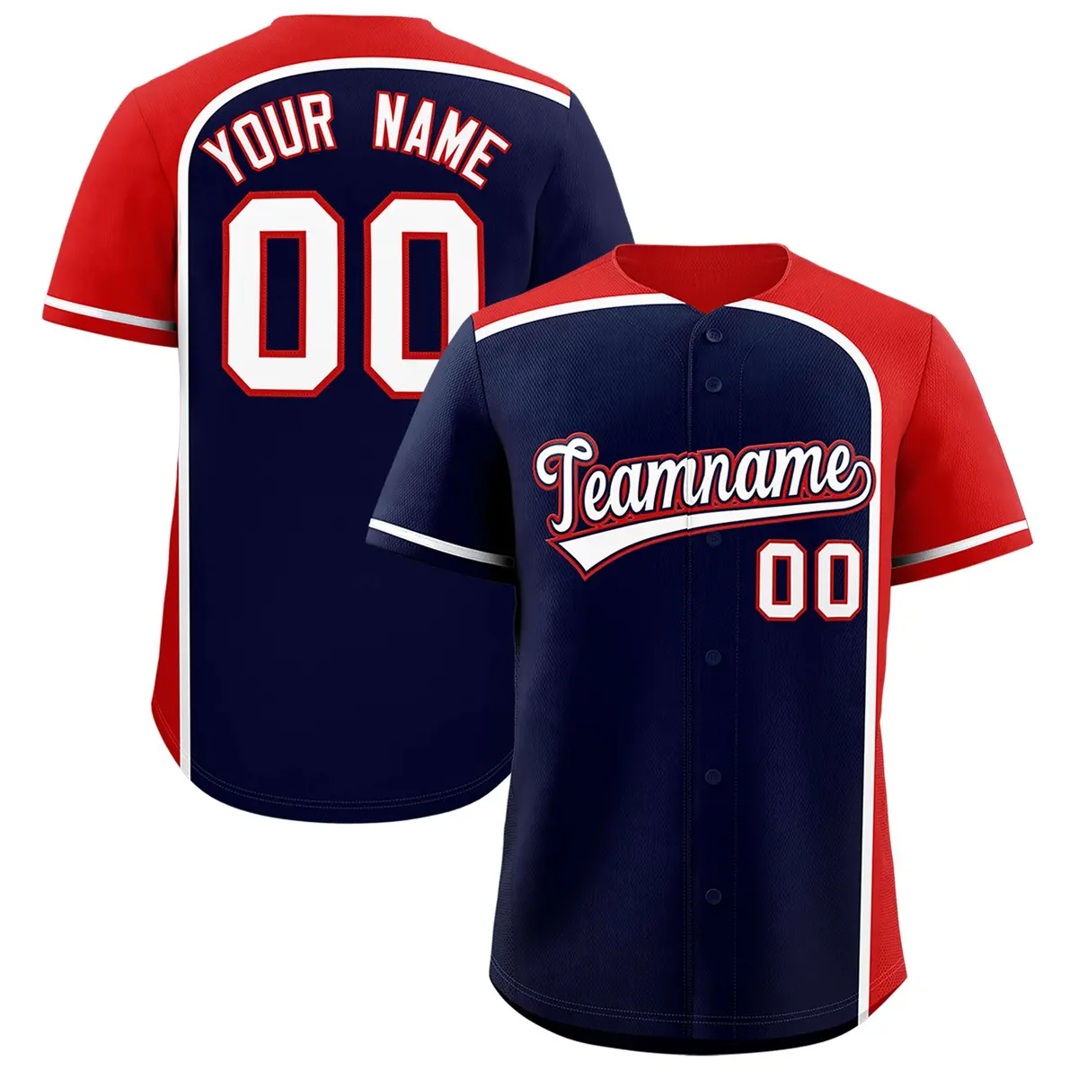 Navy Red Color Block Authentic Baseball Jersey