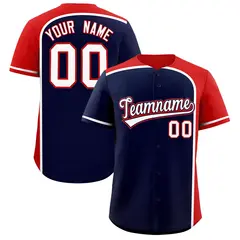 Navy Red Color Block Authentic Baseball Jersey