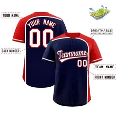 Navy Red Color Block Authentic Baseball Jersey 2