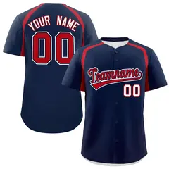 Navy Red Color Block Authentic Baseball Jersey 1