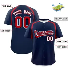 Navy Red Color Block Authentic Baseball Jersey 2