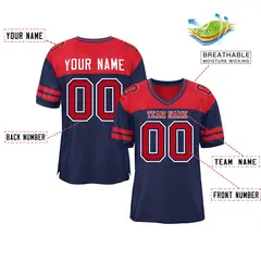 Navy Red Color Block Authentic Football Jersey 2