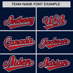 Navy Red Color Block Side Dotted Line Baseball Jersey 3