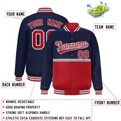 Navy Red Color Block Varsity Letterman Jacket 2