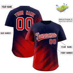 Navy Red Diagonal Stripe Gradient Fashion Baseball Jersey 2