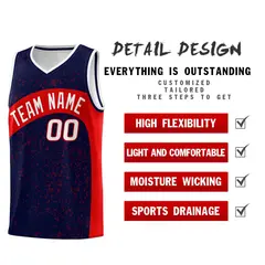 Navy Red Dot Graffiti Irregular Pattern Basketball Jersey 2
