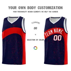 Navy Red Dot Graffiti Irregular Pattern Basketball Jersey 3