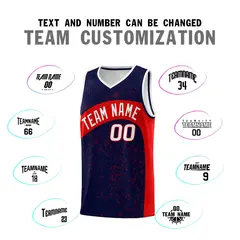 Navy Red Dot Graffiti Irregular Pattern Basketball Jersey 4