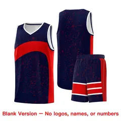 Navy Red Dot Graffiti Irregular Pattern Basketball Jersey 7
