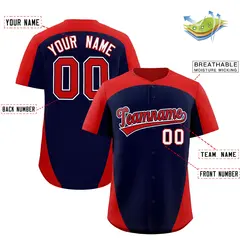Navy Red Edge Color Block Authentic Baseball Jersey 2