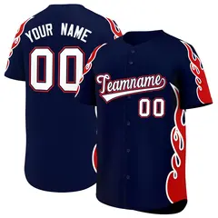 Navy Red Flame Outline Side Pattern Basketball Jersey 1