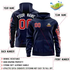 Navy Red Full-Zip Varsity Letterman Classic Jacket Hoodie 4