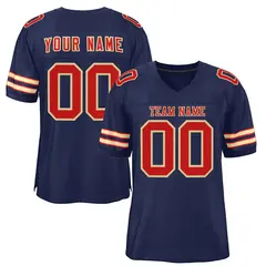 Navy Red-Gold Classic Style Mesh Authentic Football Jersey 1