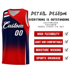 Navy Red Gradient Fashion Sports Uniform Basketball Jersey 2