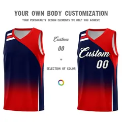 Navy Red Gradient Fashion Sports Uniform Basketball Jersey 3