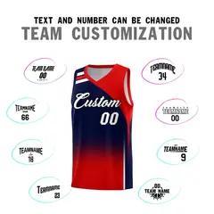 Navy Red Gradient Fashion Sports Uniform Basketball Jersey 4