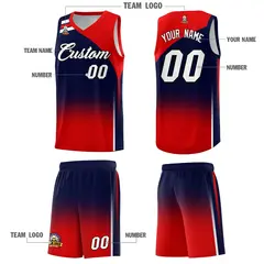 Navy Red Gradient Fashion Sports Uniform Basketball Jersey 5