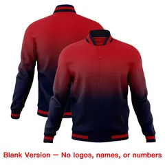 Navy Red Gradient Full-Snap Varsity Fashion Letterman Jacket 7