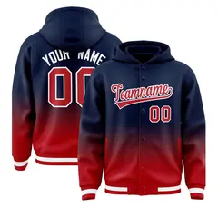 Navy Red Gradient Letterman Varsity Jacket Hoodie 1