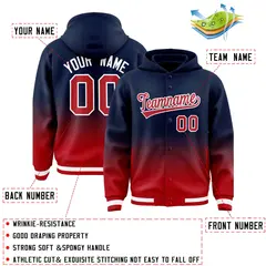Navy Red Gradient Letterman Varsity Jacket Hoodie 4
