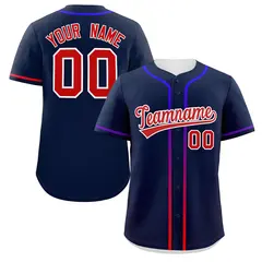 Navy Red Gradient Ribbed Authentic Baseball Jersey 1
