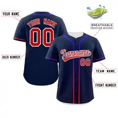 Navy Red Gradient Ribbed Authentic Baseball Jersey 2