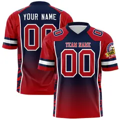 Navy Red Gradient Side Pattern Authentic Football Jersey 1