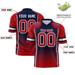 Navy Red Gradient Side Pattern Authentic Football Jersey 2