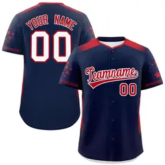 Navy Red Gradient Side Star Pattern Baseball Jersey 1