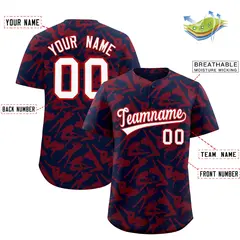 Navy Red Graffiti Pattern Authentic Baseball Jersey 2