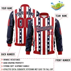 Navy Red Graffiti Varsity Full-Zip Letterman Bomber Jacket 2