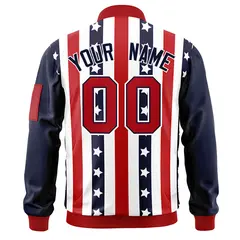 Navy Red Graffiti Varsity Full-Zip Letterman Bomber Jacket 4
