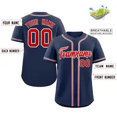 Navy Red-Gray Authentic Classic Baseball Jersey 2