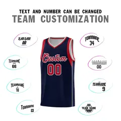Navy Red-Gray Sleeve Color Block Basketball Jersey 4