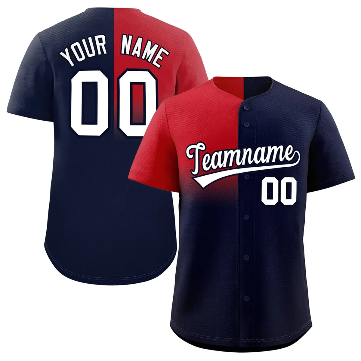 Navy Red Half Gradient Authentic Baseball Jersey