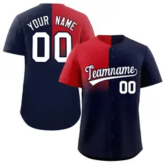 Navy Red Half Gradient Authentic Baseball Jersey 1