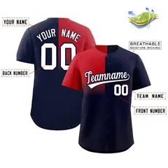 Navy Red Half Gradient Authentic Baseball Jersey 2