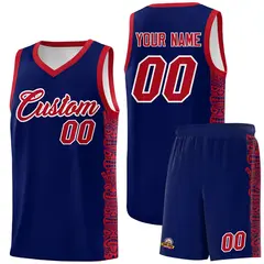 Navy Red Indians Pattern Sports Uniform Basketball Jersey 1