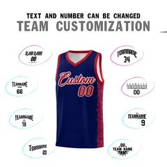 Navy Red Indians Pattern Sports Uniform Basketball Jersey 4