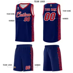 Navy Red Indians Pattern Sports Uniform Basketball Jersey 5