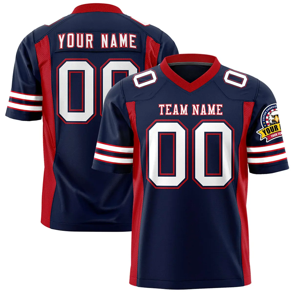Navy Red Insert Color Design Authentic Football Jersey