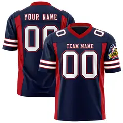 Navy Red Insert Color Design Authentic Football Jersey 1