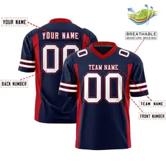 Navy Red Insert Color Design Authentic Football Jersey 2