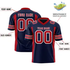 Navy Red Insert Color Design Authentic Football Jersey 2