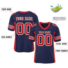 Navy Red Insert Color Mesh Authentic Football Jersey 2