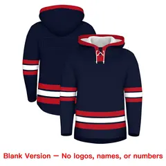 Navy Red Lace-Up Neck Hockey Hoodie 7