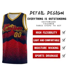 Navy Red Mountain Fade Gradient Fashion Basketball Jersey 2