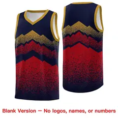 Navy Red Mountain Fade Gradient Fashion Basketball Jersey 6